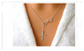 Eight Cross Silver Plated Moon Pendant Necklace For Women