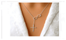 Silver Plated Moon Pendant Necklace For Women (Eight Cross)