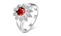 Trendy Flower Shape Inlaid Crystal Silver Plated Ring (7) - sparklingselections