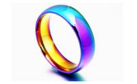 Rainbow Colorful Ring Titanium Steel Wedding Band