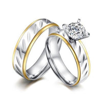 4mm titanium Steel CZ Korean Couple Rings Set - sparklingselections