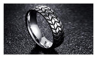 Vintage Stainless Steel Men's Tire Veins Ring (7,8) - sparklingselections