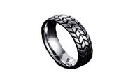 Vintage Stainless Steel Men's Tire Veins Ring (7,8) - sparklingselections