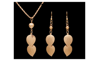 Gold Plated Leaf African Costume Dangle Pendant Jewelry Set