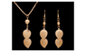 Gold Plated Leaf African Costume Dangle Pendant Jewelry Set