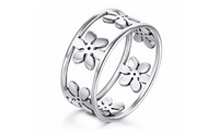 Stainless Steel Women Five Petals fashion Ring (Size-7,8,9)