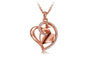 Rose Gold Color Heart Love Crystal Pendant Necklace