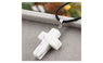 White Turquoise Natural Stone Cross Pendant Necklace for Women