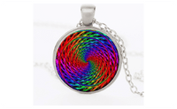 Rainbow Colorful Flower Glass Dome Fractal Pendant Silver Plated Necklace - sparklingselections