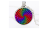 Rainbow Colorful Flower Dome Fractal Pendant Silver Plated Necklace