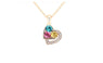 Romantic Heart Colorfull Rhinestone Gold Plated Pendant Necklace