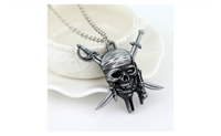 Caribbean Skull and Crossbones Captain Jack Sparrow Pendant Necklace