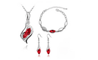New Fashion Silver Plated Crystal Stone Necklace Bracelet Earrings Jewelry Set - sparklingselections