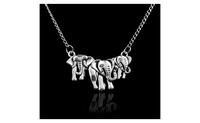 Pet Elephants Love Family Silver Plated Necklace For Womens