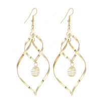 Women Gold Color Circle Dangle Long Earrings With Spring - sparklingselections