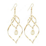 Women Gold Color Circle Dangle Long Earrings With Spring