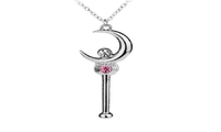 New Cartoon Silver Anime Sailor Moon Stick With Crystal Pendant Necklace - sparklingselections