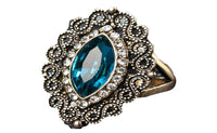 Bohemia Green Crystal Plating Ancient Gold Vintage Ring (7) - sparklingselections