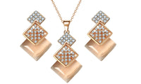 New Gold Color Geometric Long Necklace Pendant Jewelry Set For Woman's Fashion Jewelry Gifts - sparklingselections