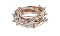 Leather Wrap Beads Charms Bangle Bracelet  For Women - sparklingselections