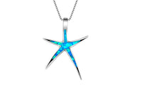 Blue Fire Opal Star Fashion Pendant Necklace For Women - sparklingselections