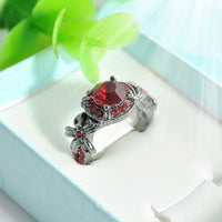 New Round Design Crystal Red Zircon Female Ring - sparklingselections