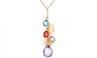 New Colorful Gem Bezel Metal Disc Pendant Necklace - sparklingselections