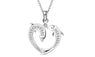 Double Dolphin Heart Shape Pendant Necklace for Women