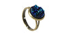 New Round Antique Bronze Royal Blue Adjustable Drusy Rings