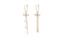 Women Cross Simulated Pearl Long Chain Tassel Earrings