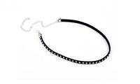 New Black Cord Rivet Choker Charm Pendant Necklace - sparklingselections