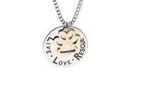 Live Love Rescue Letter Cat Dog Paw Print Pendant Necklace - sparklingselections