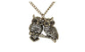 Gold Plated Strung Chain Double Owl Vintage Retro Pendant Necklace