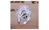 Rose Shape Silver Plated Engagement Wedding Bridal Ring (6,7,8)