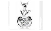 Cubic Zirconia Silver Plated Clavicle Charm Apple Pendant Necklace