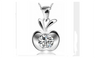 Cubic Zirconia Silver Plated Clavicle Charm Apple Pendant Necklace