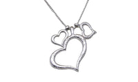 White Silver Three Heart  Pendant Necklace For Women - sparklingselections