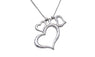White Silver Three Heart  Pendant Necklace For Women