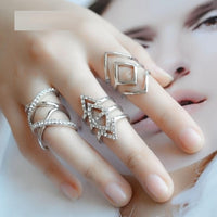 New Women's Fashion Silver-Color Multi-layer Geometric Rings For Party, Wedding, Engagement Girls, Gifts Jewelry - sparklingselections