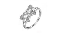 Silver Color Plated Cubic Zircon Butterfly Shape Ring - sparklingselections