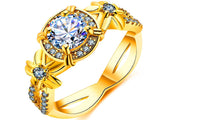 Three Cubic Zirconia Stone Halo Engagement Ring - sparklingselections