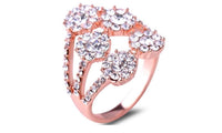 Flower CZ Rhinestone Rose Gold Color Engagement Ring - sparklingselections