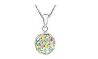 White Micro Pave Disco Ball Beads Pendant Necklaces - sparklingselections