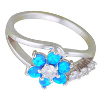 Blue Fire Opal 925 Silver Rings Ladies Fashion Silver Plated Blue Stone Wedding Engagement Ring For Bridal