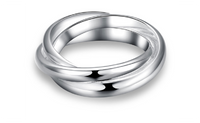 Sliver Plated Stylish Three Circles Fashion Rings For Unisex Size-6,7