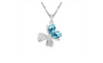 Imitation Silver Plated Statement Butterfly Crystal Pendant Necklace