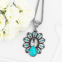 Necklace chain for women Charming Lovely Peacock Turquoise Stone Pendant Necklace chain Jewelry
