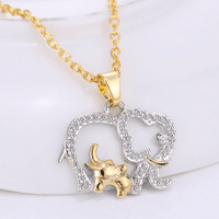 New Beautiful Unique Necklace Gold Silver Plated Crystal Big Elephant With Baby Pendant Necklace Jewelry