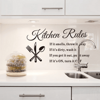 Lettering Art Quote Kitchen Rules Living Room Kitchen Vinyl Wall Sticker Wall Decoration - sparklingselections