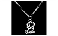 Valentine's Day I Love My Wife Words Heart Charm Pendant Necklace - sparklingselections